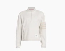 Thom Browne Natural Ecru White 4-Bar Funnelneck Sweatshirt Size 1