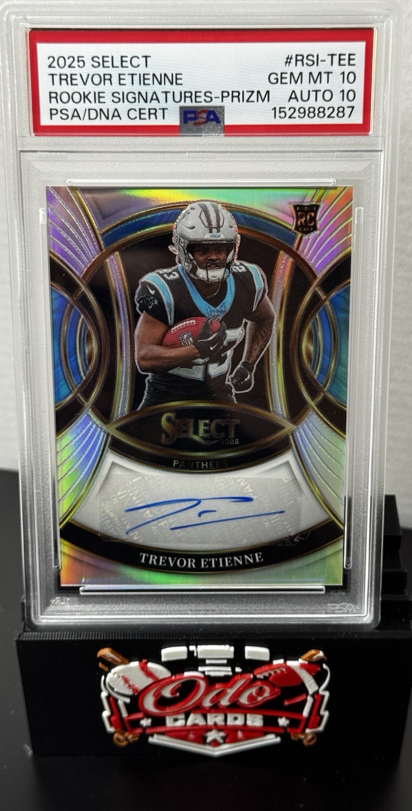 Panini 2025 Select Rookie Signatures Trevor Etienne Silver Prizm Auto PSA 10