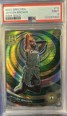 2023-23 Panini Spectra - Jaylen Brown #13 Asia GOLD Prizm /10 PSA 9 JERSEY MATCH