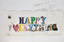 Handpainted Needlepoint Canvas "Happy Everything" w/ Stitch Guide 18 Count