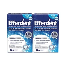 2 Pack Efferdent Retainer Denture Cleaning Tablets DEEP CLEAN 126 tablets each