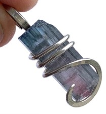 Bi-Color Tourmaline Crystal Sterling Silver Pendant - Artisan Wire Wrap 17.80 ct