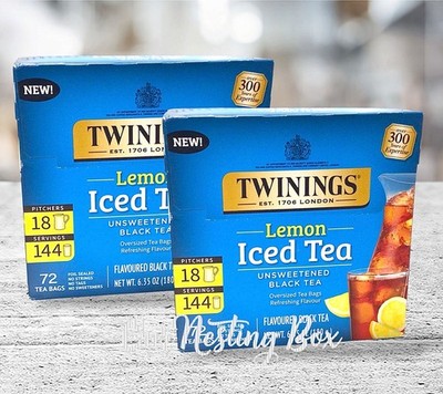 2 Twinings Lemon Iced Tea Bags, Black Unsweetened 72 CT Each