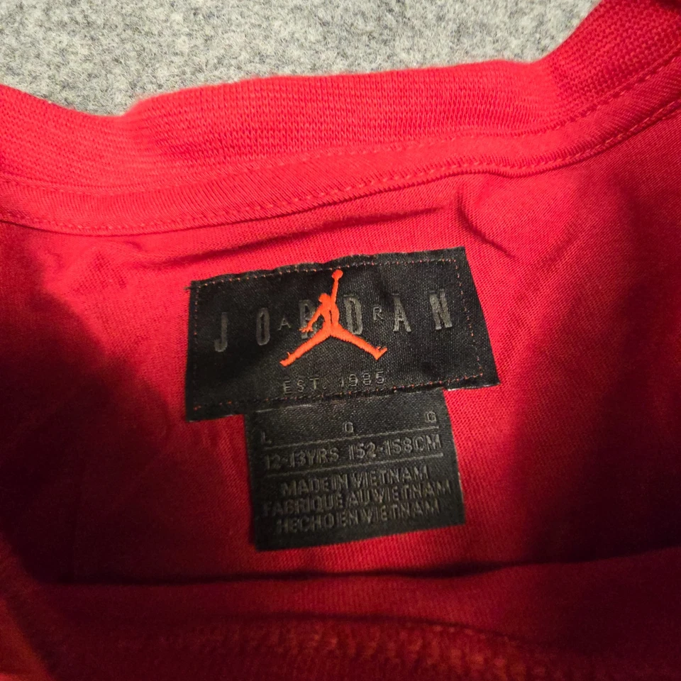 Camisa Jordan Niños GRANDE Roja AIR JORDAN Manga Corta Algodón Deportes Talla L Foto 4 de 4