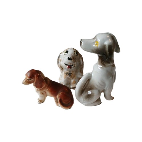 Vintage Kitschy Dog Figurine lot (3) Japan Porcelain 1950s Puppy Dachshund 