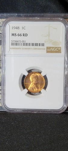 1948-S 1C NGC MS66 RD LINCOLN WHEAT BACK