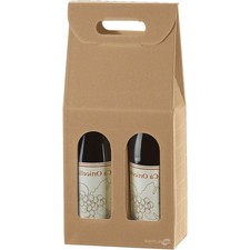 Scatola Confezione Regalo Vendita Avana Per 2 Bottiglie Vino Olio Con Finestra_