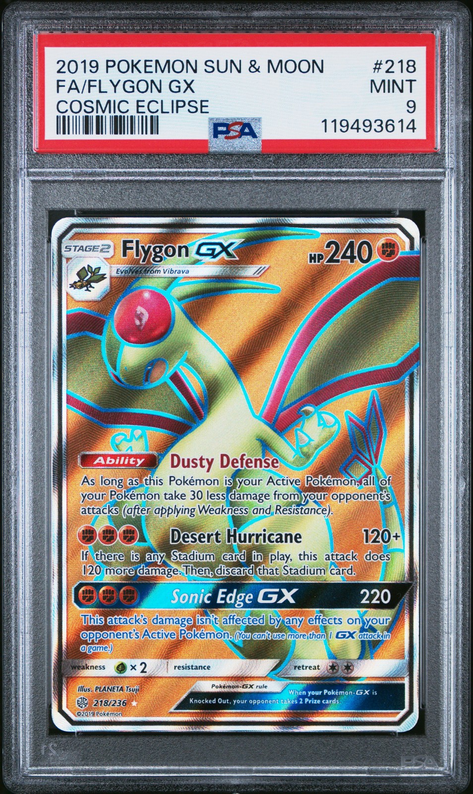 2019 POKEMON SM COSMIC ECLIPSE FLYGON GX #218 PSA 9 MINT #119493614