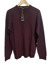 Hugo Boss Men's "Bagritte  100 Wool Crewneck Pullover Sweater L Dark Red NWT