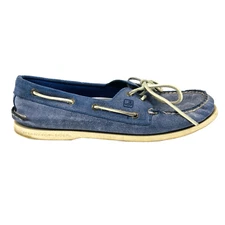 Mens 10.5 Sperry Top Sider A/O Ocean Salt Stained Blue Leather Boat Shoe 0538678