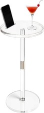 Acrylic Drink Table, Small Round Side Table for Small Space, Pstal End