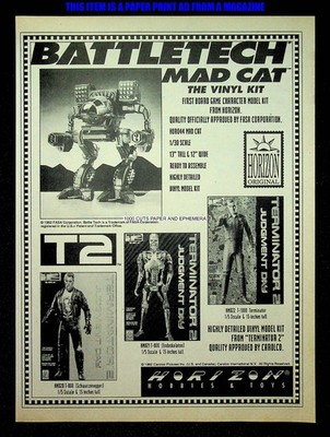 Battletech + Terminator 2 Figures Horizon 1993 Print Magazine Ad Poster ADVERT