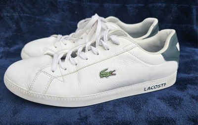 Weiße Leder Schnürschuhe Herren Designer Sneaker Pumps Gr. 8 (42) Lacoste Graduate