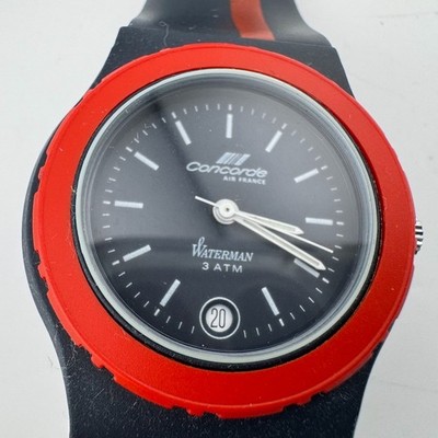 Vintage Air France Concorde Wrist Watch w/ Date - NEW BATTERY - WORKS