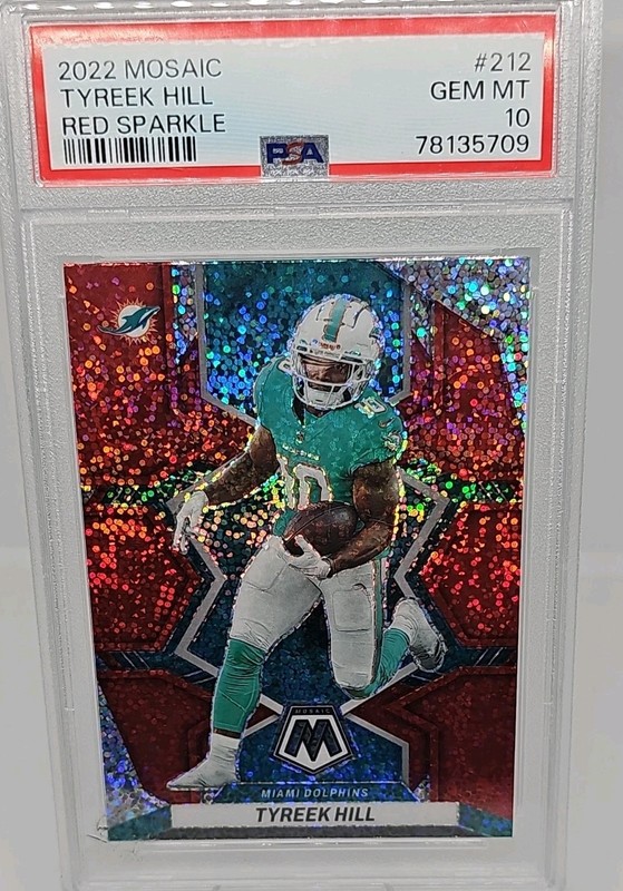 2022 Panini Mosaic Of Sb Champ WR Tyreek Hill #212 Red Sparkle Prizm PSA GM 10