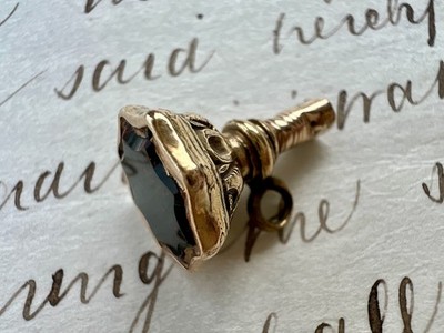 Antique Georgian Bloodstone Watch Key Fob Seal Unengraved Matrix Gilt Metal