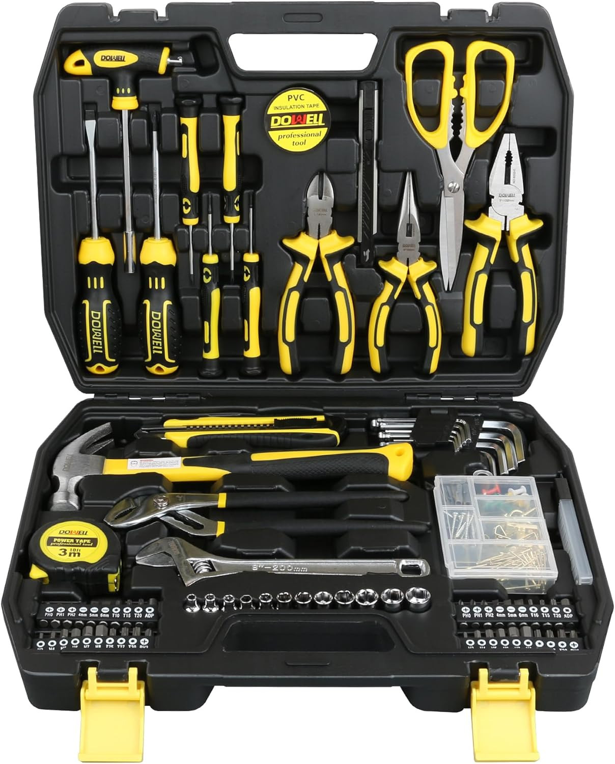 Set di attrezzi da 185 pezzi, kit di attrezzi generici per la casa, kit di utens