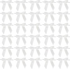 White Bows Bulk 2.5" Christmas Bows Premade Small Bows Pre Tied Mini White Stick