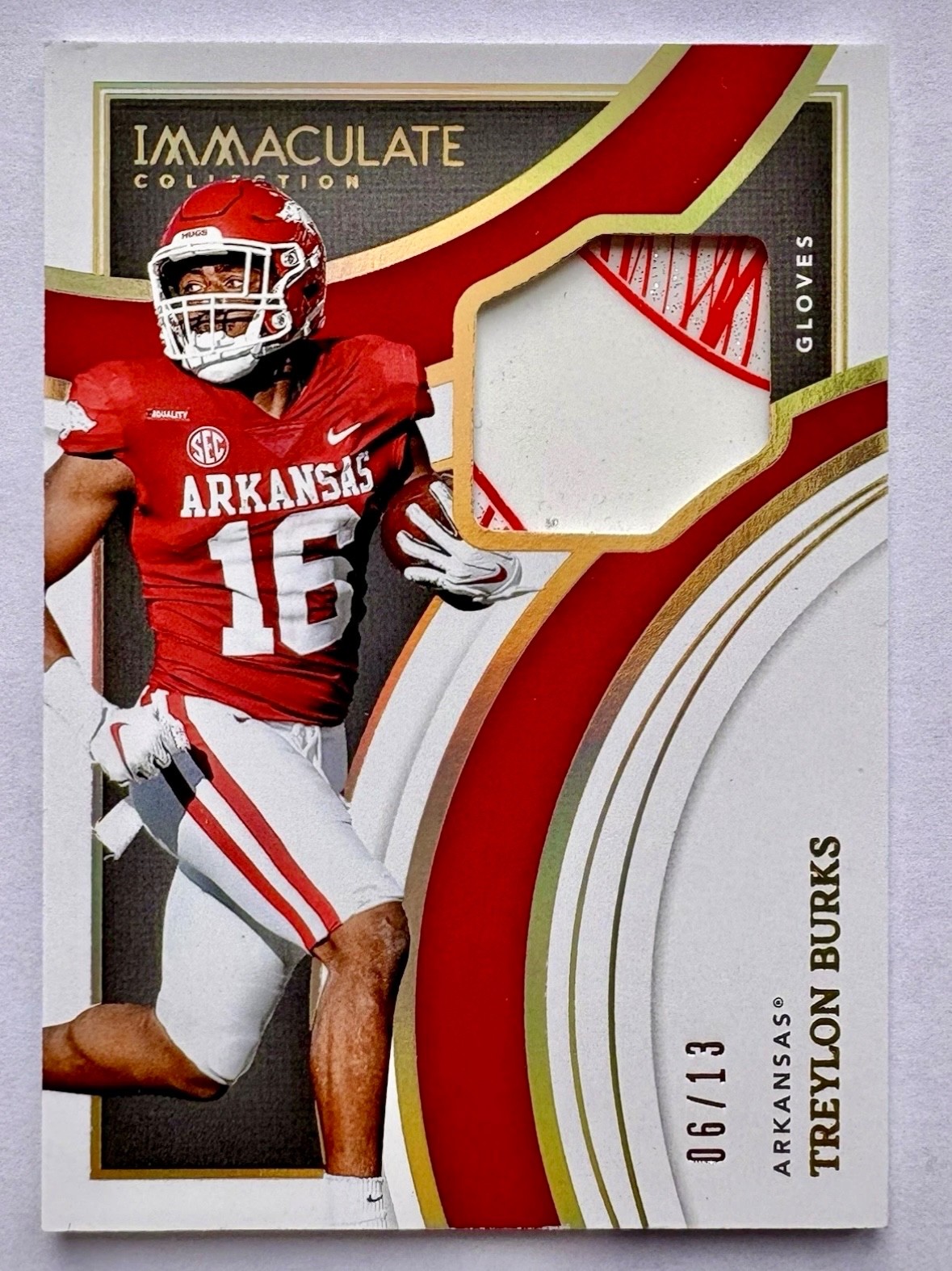 Treylon Burks Panini Immaculate Collection Collegiate Immaculate Gloves Memorabilia #IGTBU Base