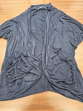 Womens XL Dark Blue Open Front Cardigan Lightweight Drape 3/4 Sleeve Pockets