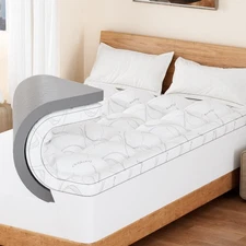 Queen Mattress Topper - Memory Foam Mattress Topper Queen Size, Dual Layer 4 ...