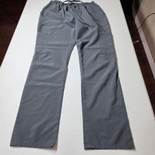 Scrubaid Performance Cargo Scrub Pants Womens L Gray Tapered 4-Way Stretch 30x28