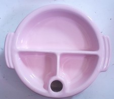 1940's-50's Pink Ceramic Baby Food Warming Bowl Using Water