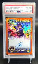 2024 Topps Chrome Jackson Chourio Orange Logofractor Auto /25 RC Rookie PSA 10