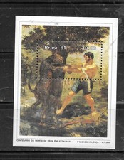 BRAZIL SC#1734 1981 HUNTING PAINTING SOUVENIR SHEET MNH XF OLD TOPICAL STAMP