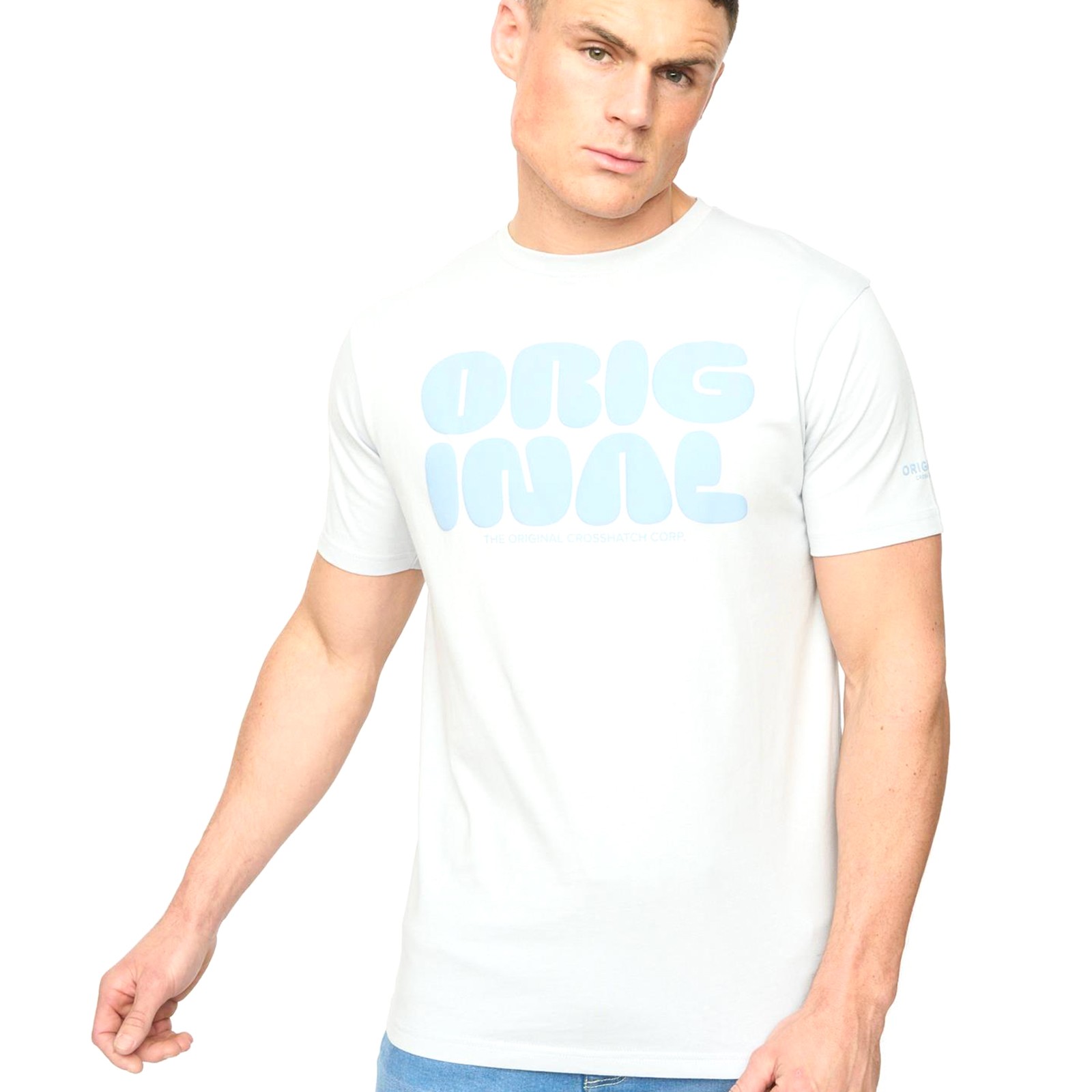 Crosshatch Transflate Mens T-Shirt Casual Comfort Streetwear Top Light Blue