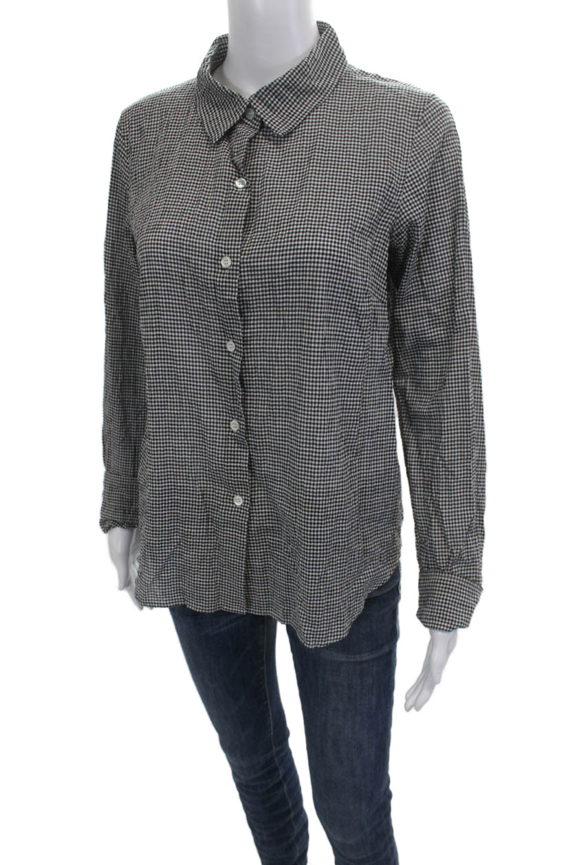 Agnes B Womens Basic Collared Check Button-Up Bla… - image 2