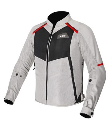 LS2 Breeze AIRFLOW Mesh Herren Motorrad Motorrad Textiljacke grau/schwarz/rot