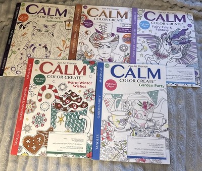 Zen Art Therapy Lot Of 5 Calm Color Create Coloring Books New Unused Mandalas