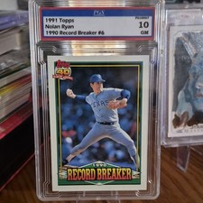 Topps 1991 Record Breaker Nolan Ryan #6 PGS Graded 10 GM Texas Rangers Baseball
