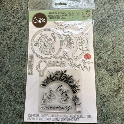 Sizzix 663861 Framelits mit Briefmarken detaillierte Tropen von Sophie Guilar 13 Stempel