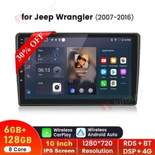 8Core 6+128GB Android 14 Carplay Stereo Radio GPS for Jeep Wrangler JK 2007-2016