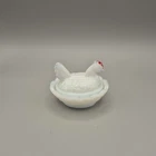 Westmoreland Milk Glass Hen on Nest Salt Cellar 2” Vintage
