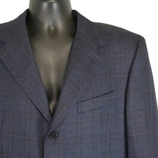 Ermenegildo Zegna Euromoda Italy Merino Wool Blue Plaid Blazer Mens 44R READ