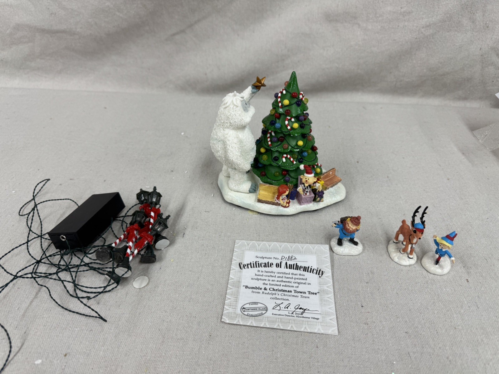 Hawthorne Village Bumble and Town Christmas Tree Lighted Figure Rudolph