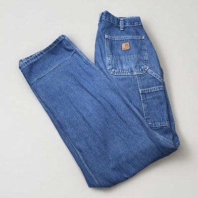 Carhartt Pants Mens 32x36 Blue Jeans Denim Rugged Relaxed Fit Work
