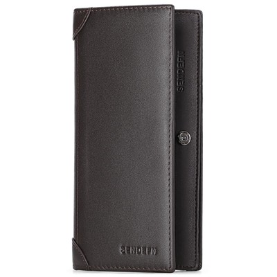 Long Wallets for Men Genuine Leather Slim Bifold Wallet RFID Blocking for Che...