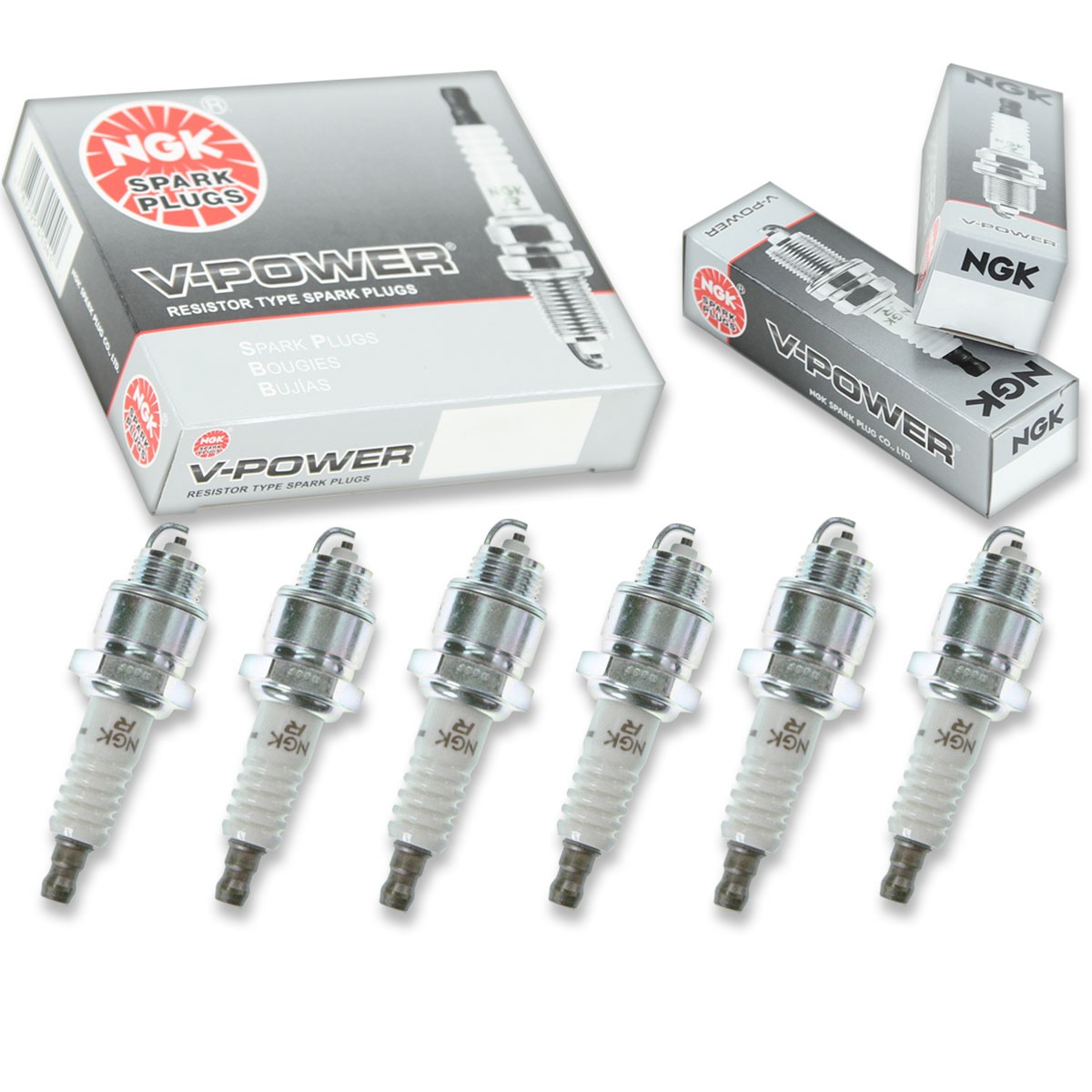 6 pcs NGK V-Power Spark Plugs for 1966-1968 Jeep DJ6 3.7L V6 - Engine Kit nn