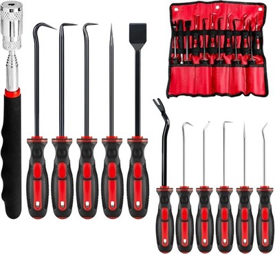 12PCS Carbon Steel Hook and Pick Tool Set with Scraper and Magnetic Telescoping