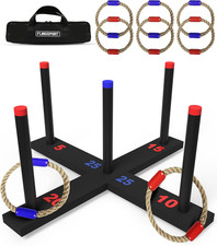 Ring Toss Game, Incl. 6 Rings, Case, Easter Gifts for Kids, Outdoor Yard Games f