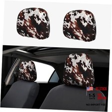 2 PCS Car Headrest Cover Brown Auto Head Rest Protector Vintage Retro Abstract