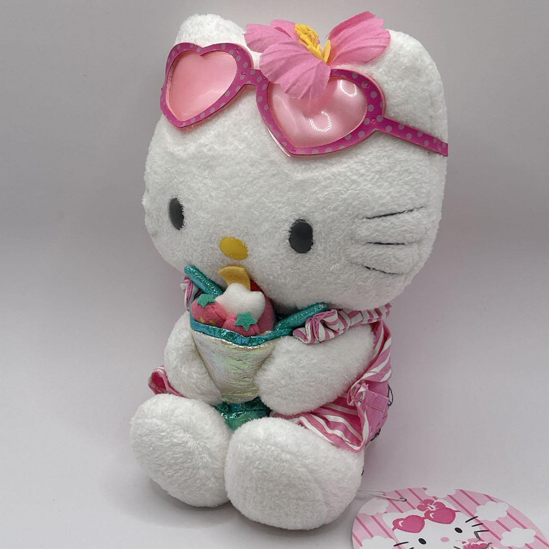 【希少✨タグ付き】サンリオハローキティぬいぐるみ　2005年サマードール　レトロ 希少✨タグ付き】サンリオハローキティぬいぐるみ 2005年サマー