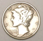 1945 Mercury Winged Head Dime 10 Cents Silver Coin VF