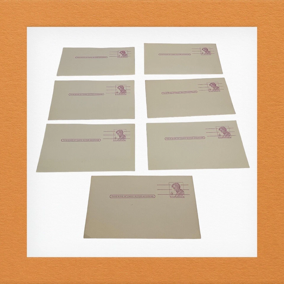 USPS Scott UX48a 4 cent Carmine Rose Abraham Lincoln Postal Card Lot of 7 - Image 3 of 4