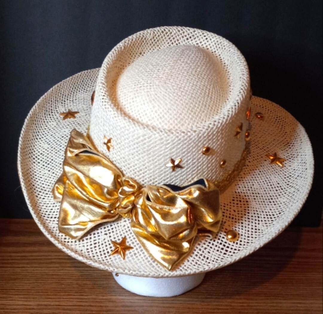 Womens Gold Embellished Fedora Hat, by Hats by Sue  display picture 1