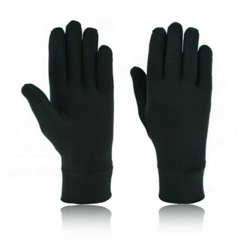 Thin Lycra Silk Liner Gloves Thermal Ski Inner Walking Cycling Motorbike BLACK - Picture 1 of 7